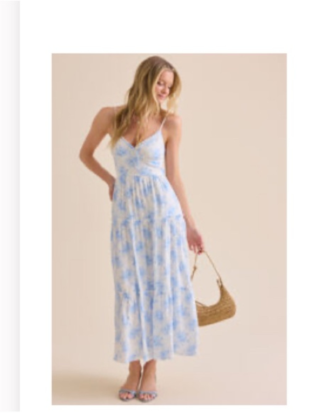 Altar'd State Light Blue and White Floral Maxi Dress